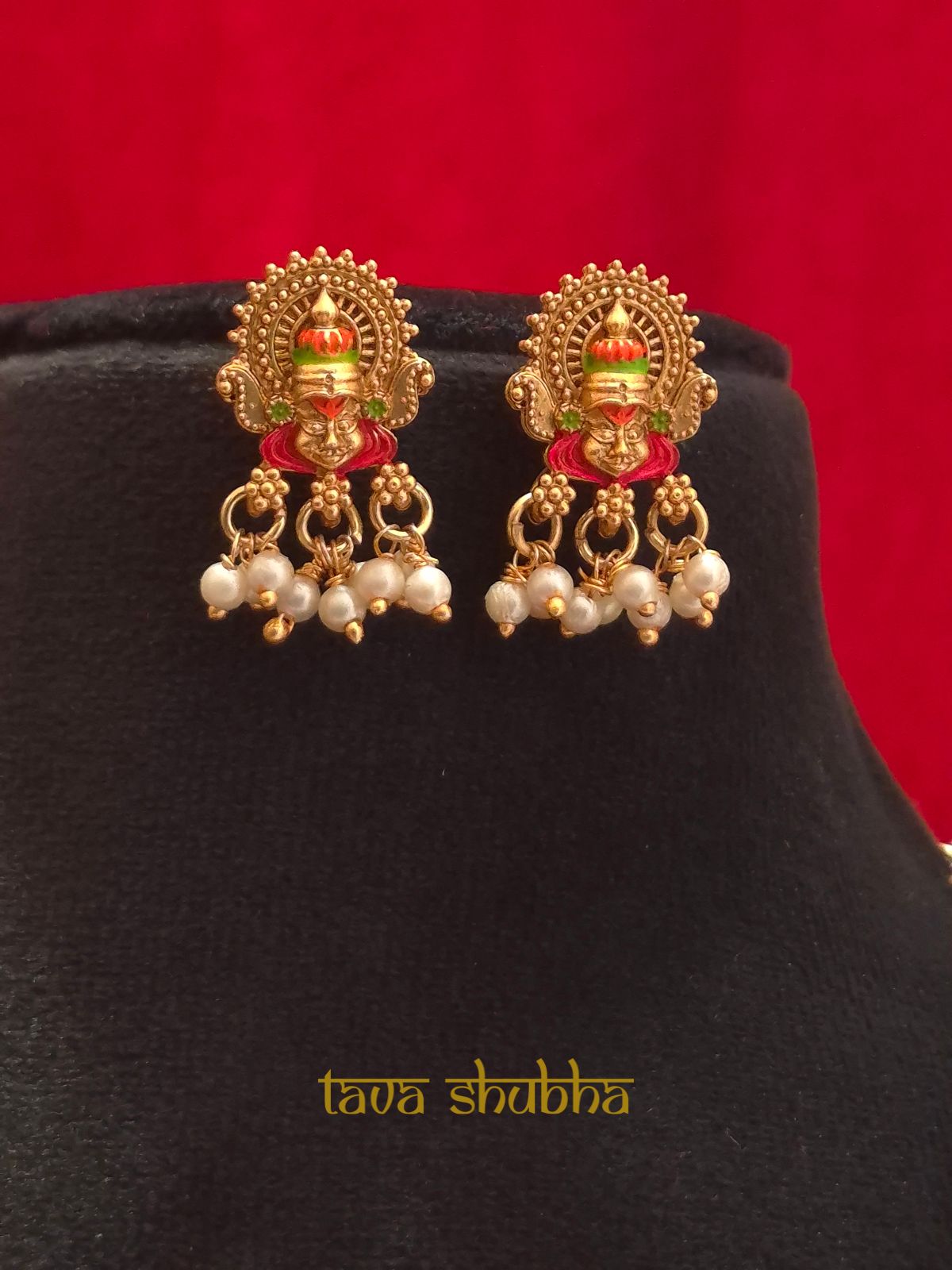Kathakali-Inspired Face Design Temple Necklace Set