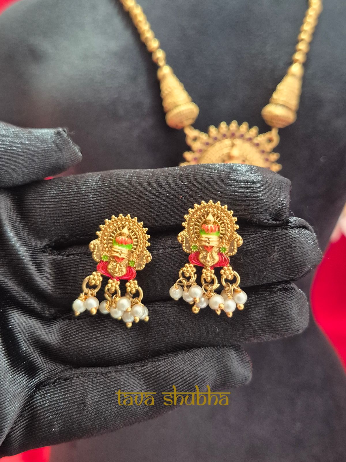 Kathakali-Inspired Face Design Temple Necklace Set