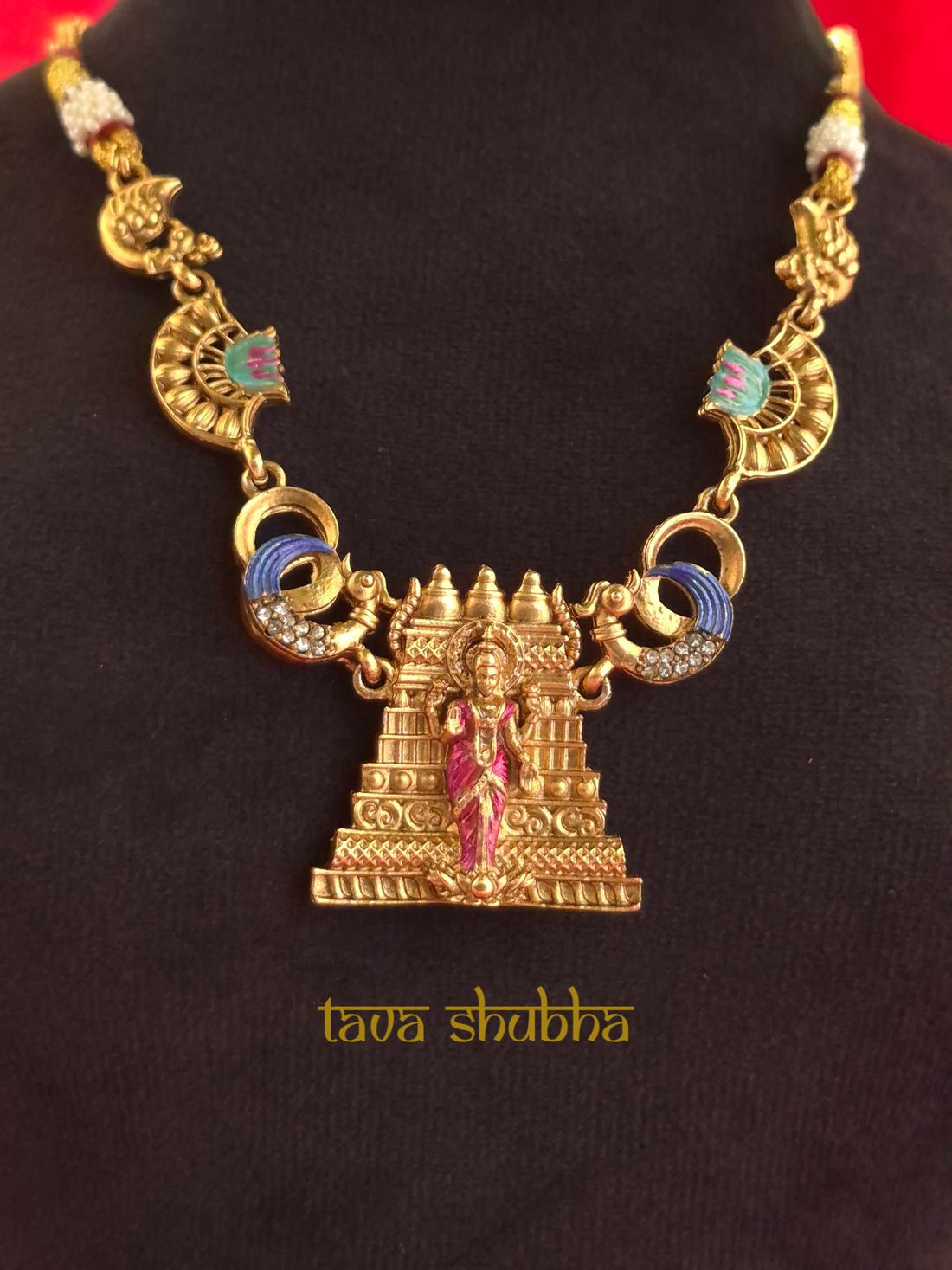 Meenakshi Amman Gopuram Short Necklace Set (TS1004)
