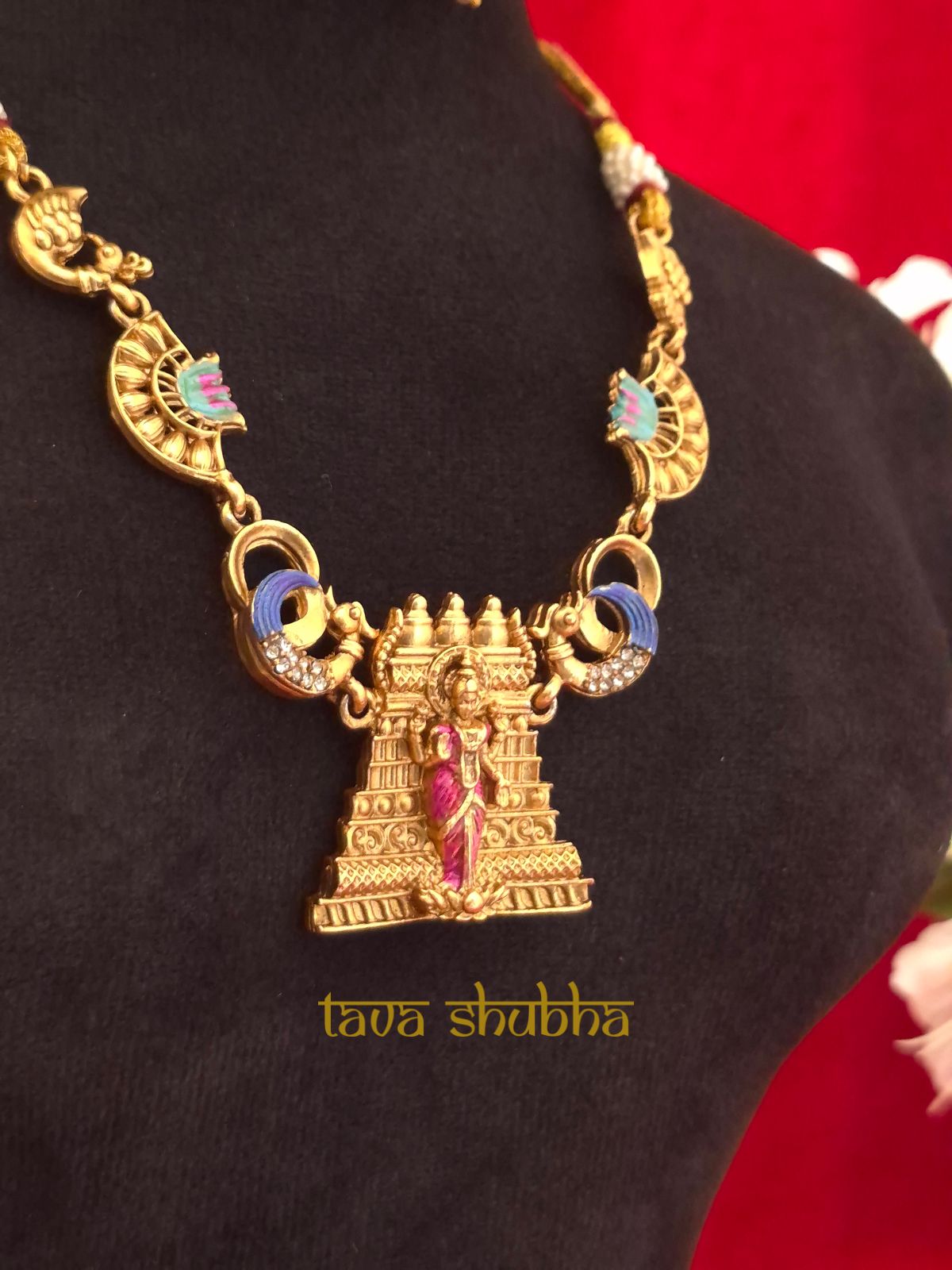 Meenakshi Amman Gopuram Short Necklace Set (TS1004)