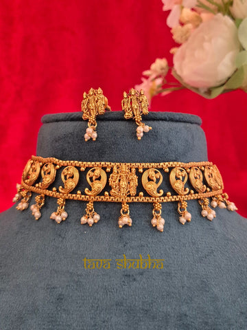 Ramar Antique Temple Design Choker Necklace Set