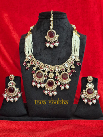 Rumani Indian Half Bridal Necklace Set With Earrings & Maang Tikka (TS1001)