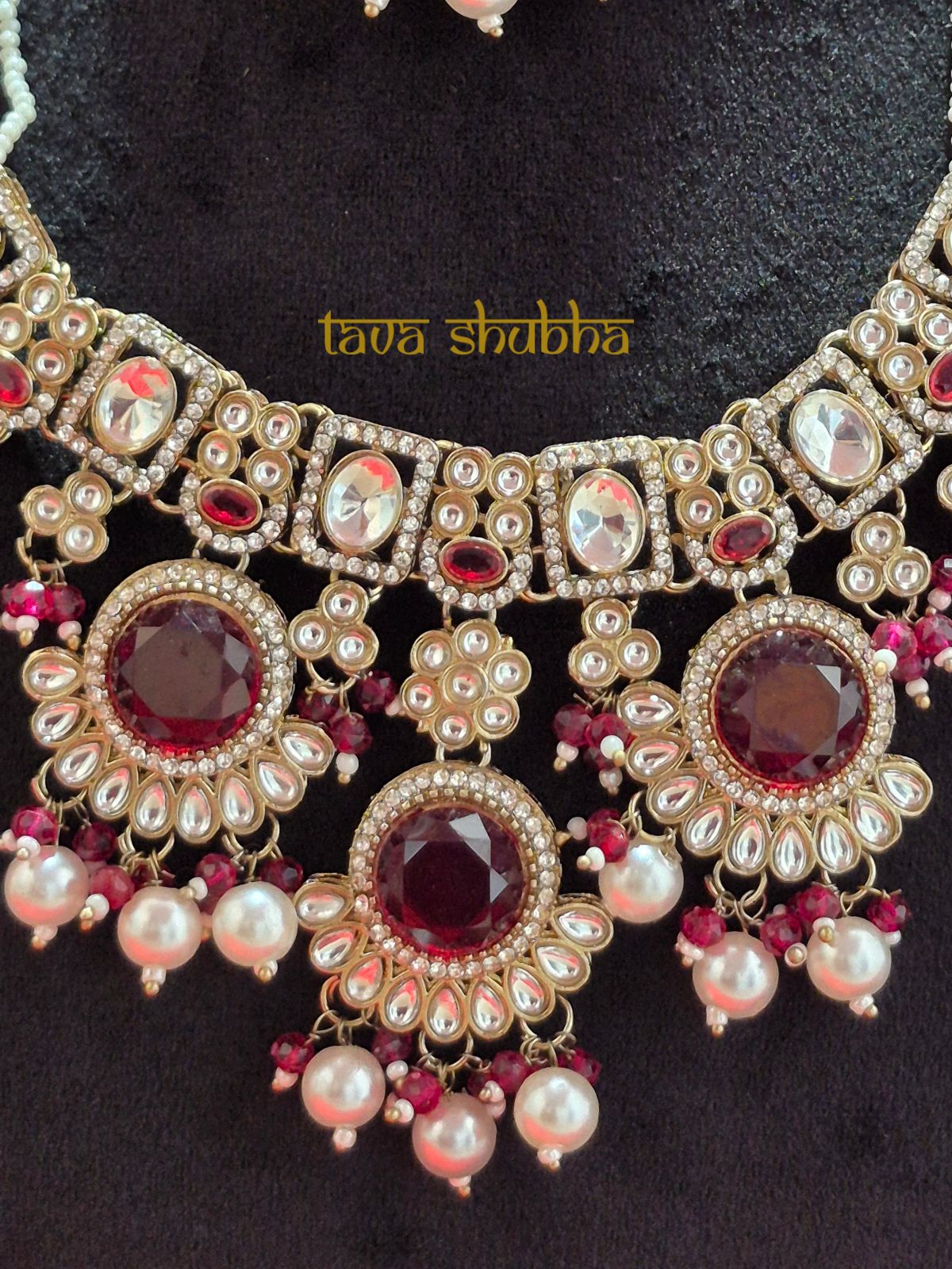 Rumani Indian Half Bridal Necklace Set With Earrings & Maang Tikka (TS1001)