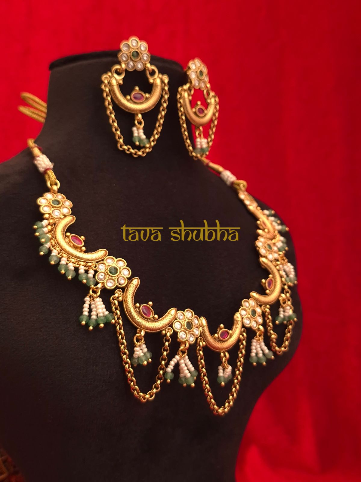 Soma Antique Pearl & Stone-Studded Necklace Set