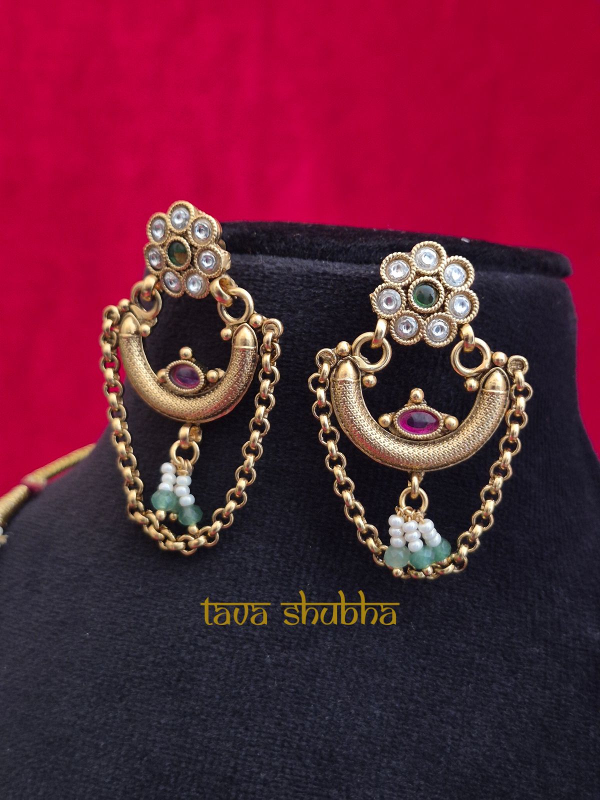 Soma Antique Pearl & Stone-Studded Necklace Set