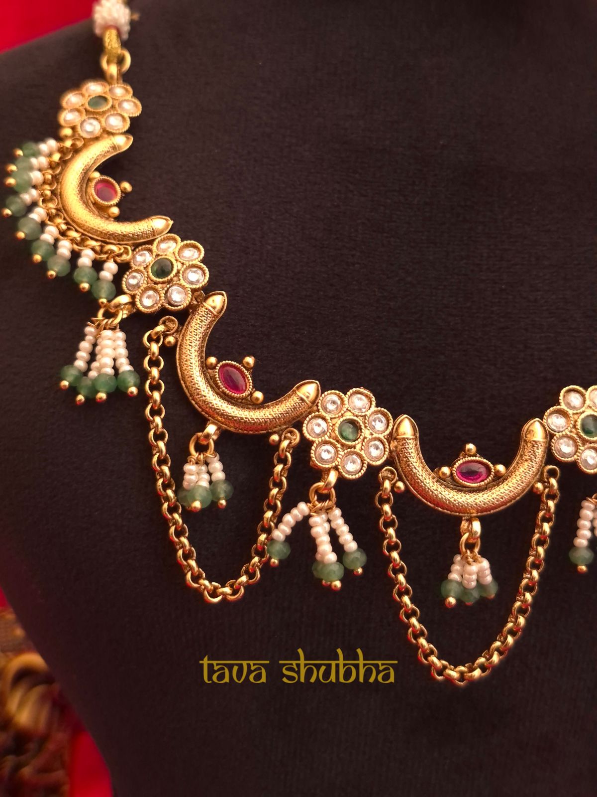 Soma Antique Pearl & Stone-Studded Necklace Set