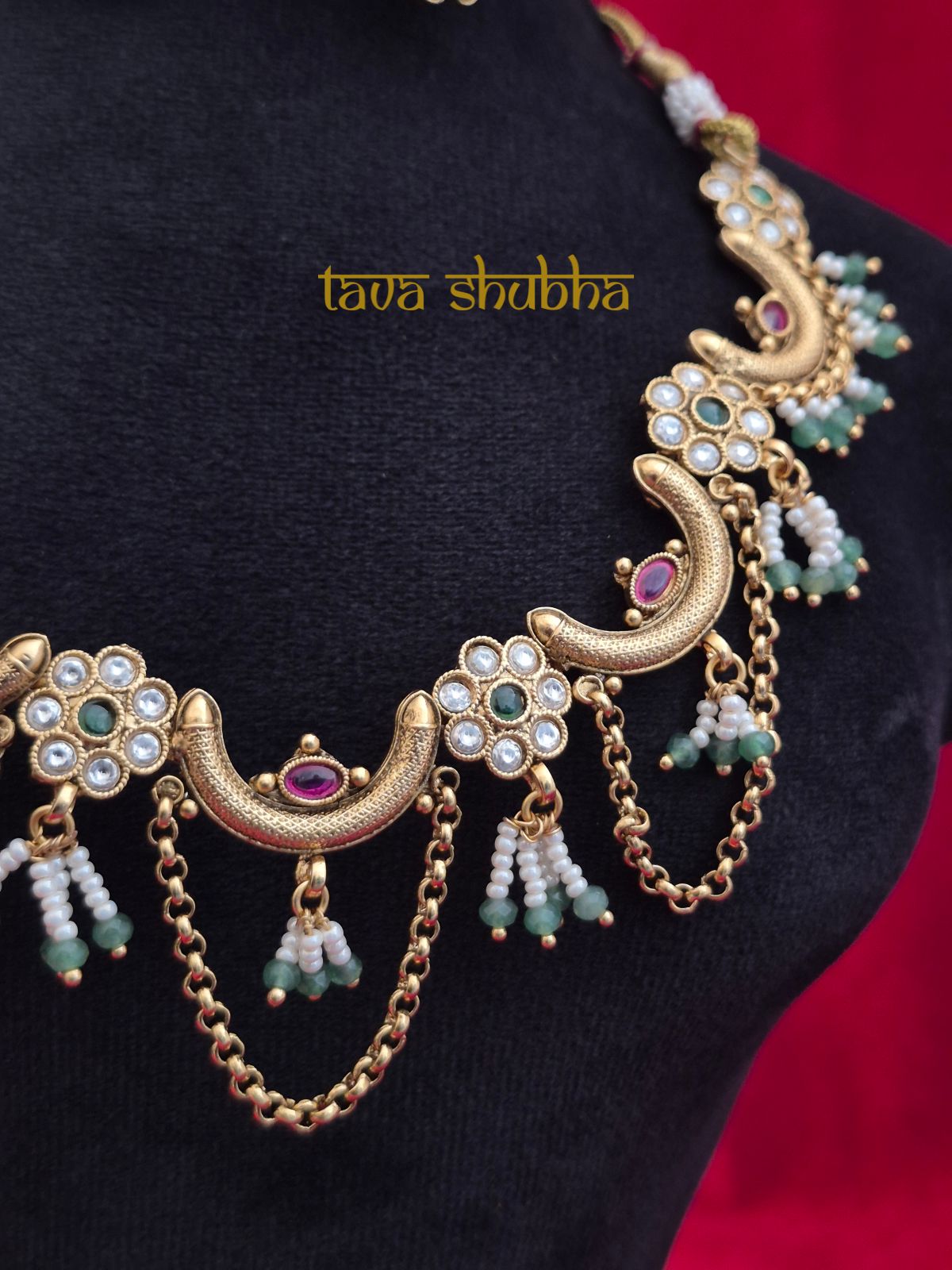 Soma Antique Pearl & Stone-Studded Necklace Set